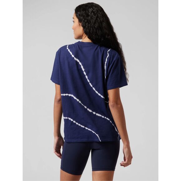 ATHLETA Women’s Navy Blue Tie-Dye Organic Daily Relaxed Tee Size Medium Style # - Picture 2 of 8